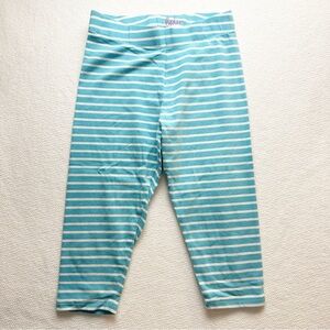 Mini Boden light blue and White Striped capri Leggings